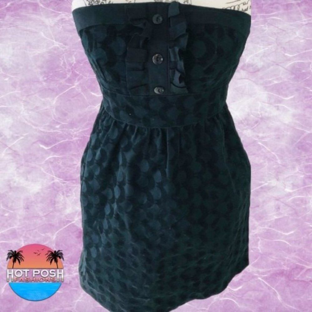 3/$30 GO Black Velvet Pattern Strapless Mini Dress Junior size 3 